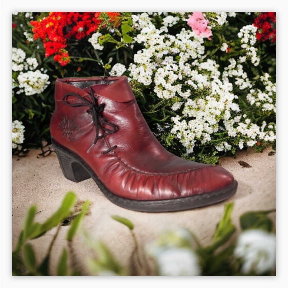 Rieker Burgundy Bootie Leather Thermal Lined Booties-Amazing !Sz 8.5 🍂​